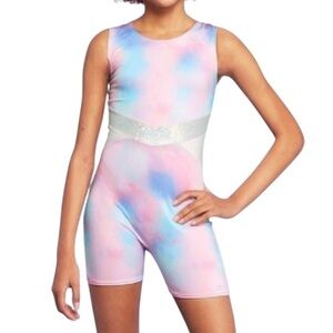 More Than Magic Tie-Dye Sleeveless Biketard Pink Blue Girls XL (14-16) NWT